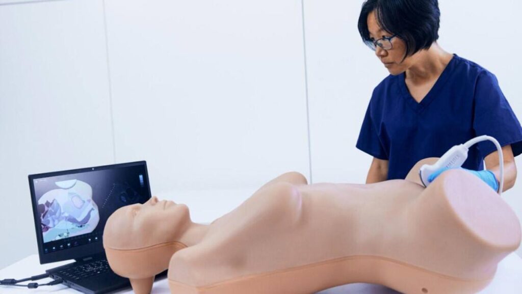 Vimedix ultrasound simulator used by healthcare learners to practice ultrasound training